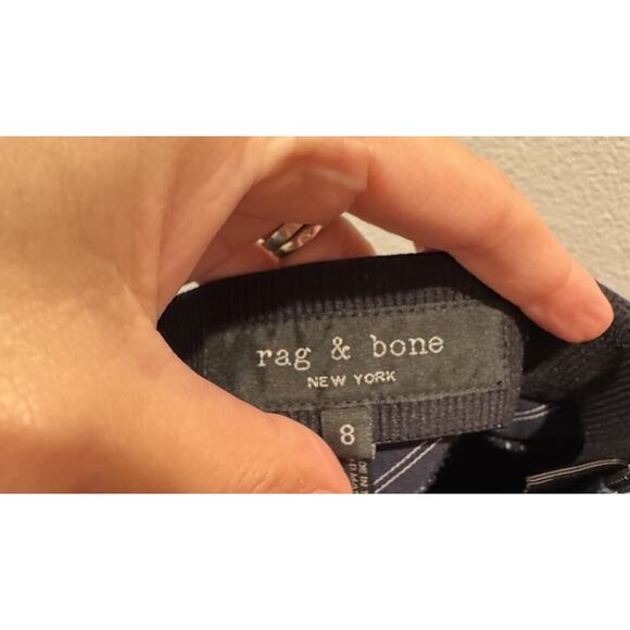 Rag & Bone Simone Pants Women’s Size 8 Navy Striped Skinny Pull On Ankle Modern - Picture 6 of 8